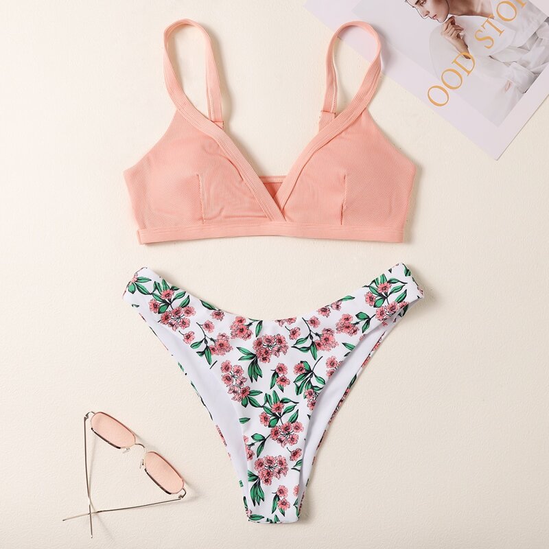 

Floral High Leg Bikini Swimsuit, Multicolor