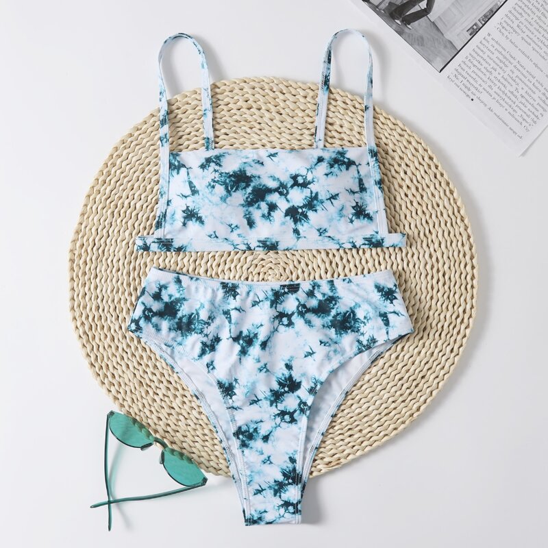 

Tie Dye High Waist Bikini Swimsuit, Multicolor