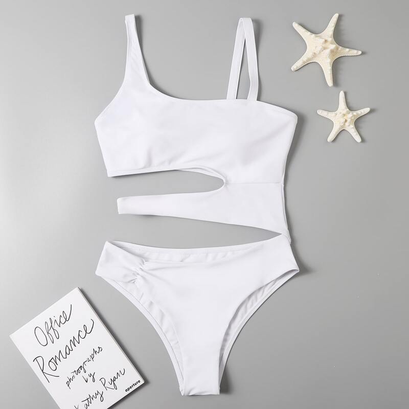 

Ruched Cut-out One Piece Swimsuit, White