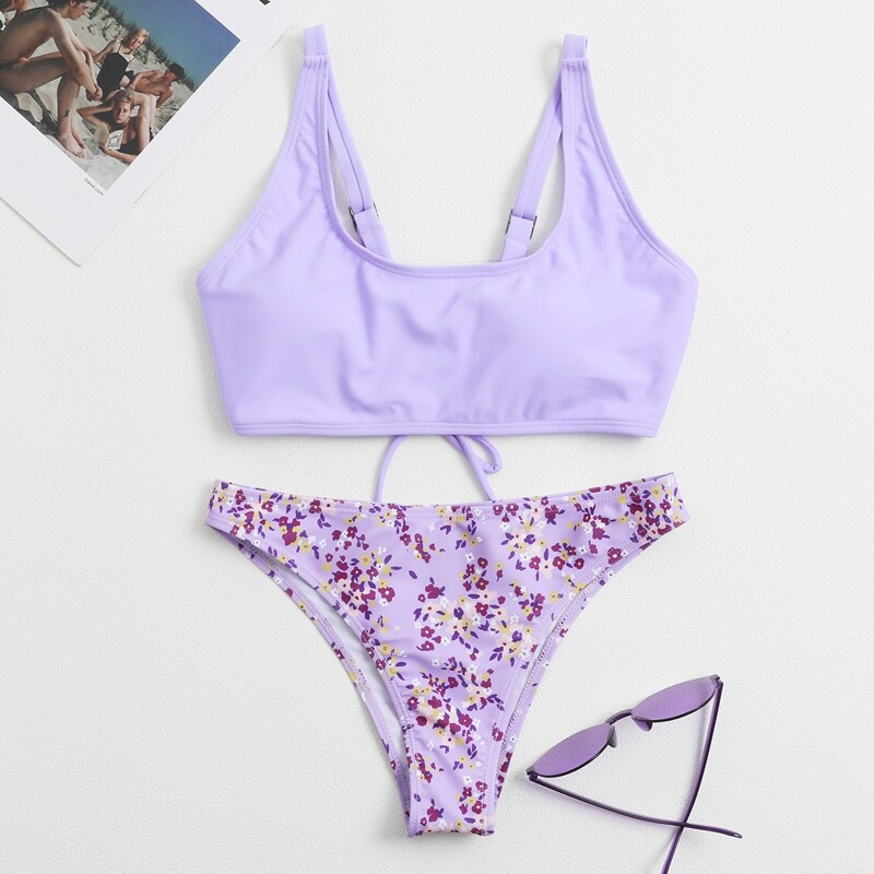 

Ditsy Floral Bikini Swimsuit, Violet purple