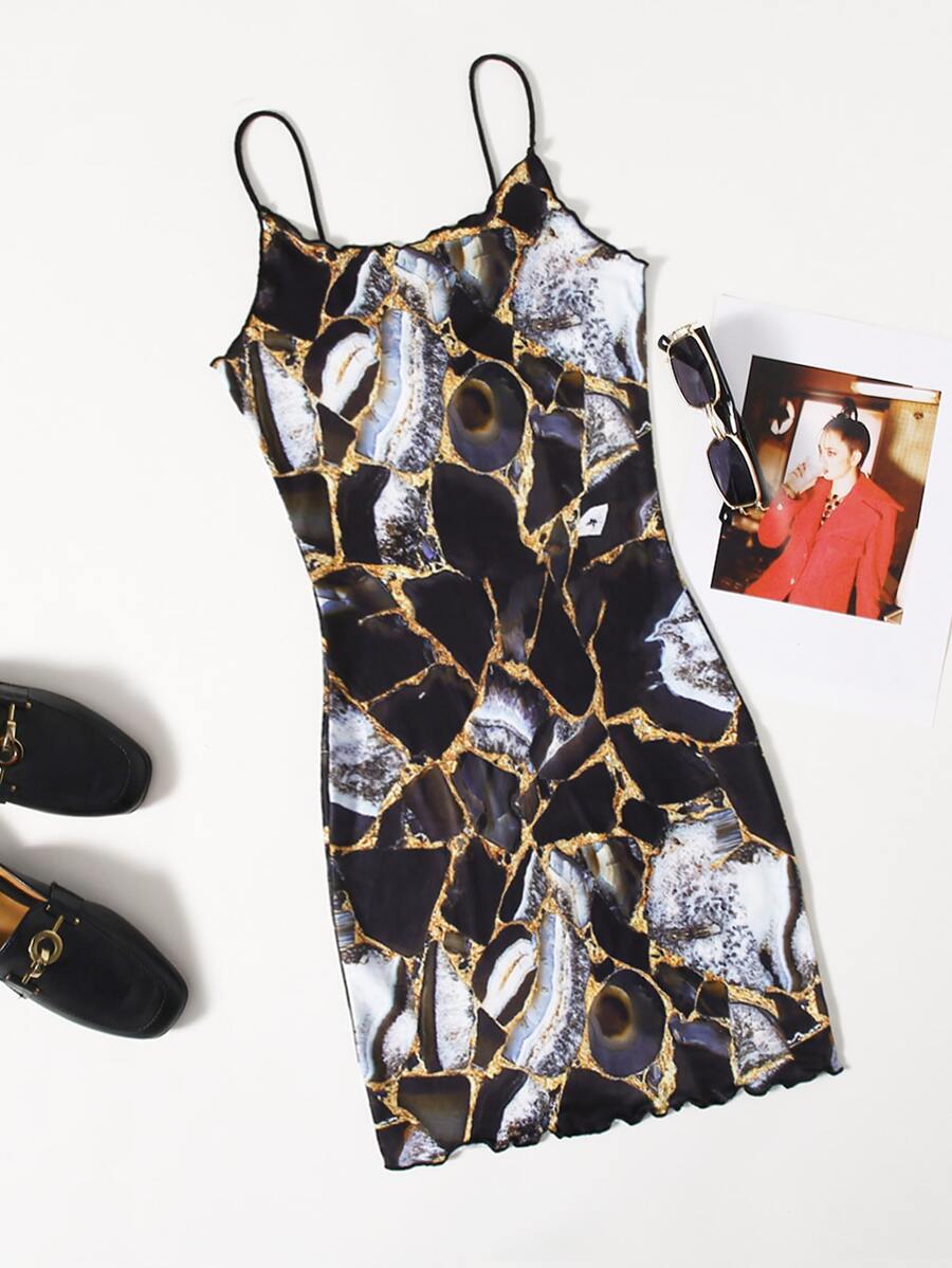 SHEIN Essnce Đầm Xù nhỏ Tất cả trên in Giải trí - Nhiều màu - Xem 1