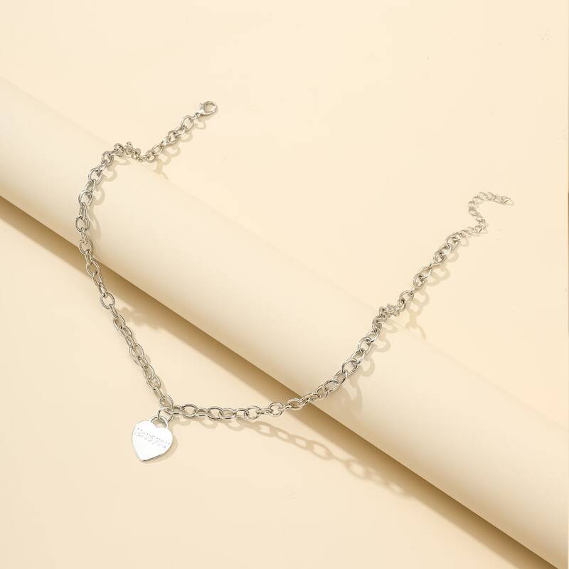 

Heart Pendant Necklace, Silver