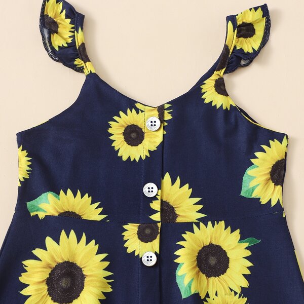 

Toddler Girls Sunflower Button Front Ruffle Cami Dress, Multicolor