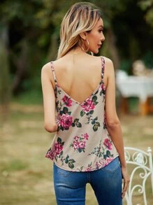 SHEIN VCAY 花卉圖案吊帶上衣 - 彩色 - 查看 2