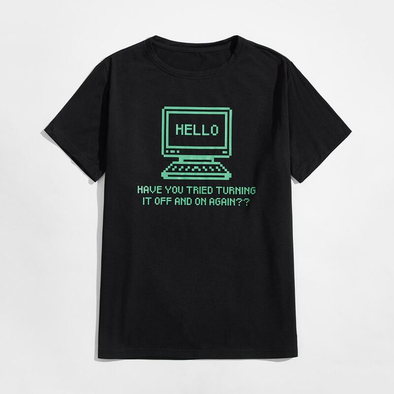 

Guys Letter Computer Graphic Tee, Black