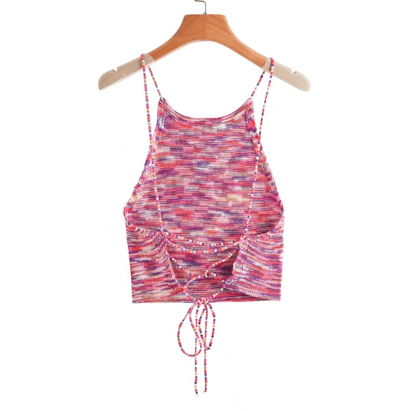

Crisscross Tie Back Space Dye Knit Top, Multicolor