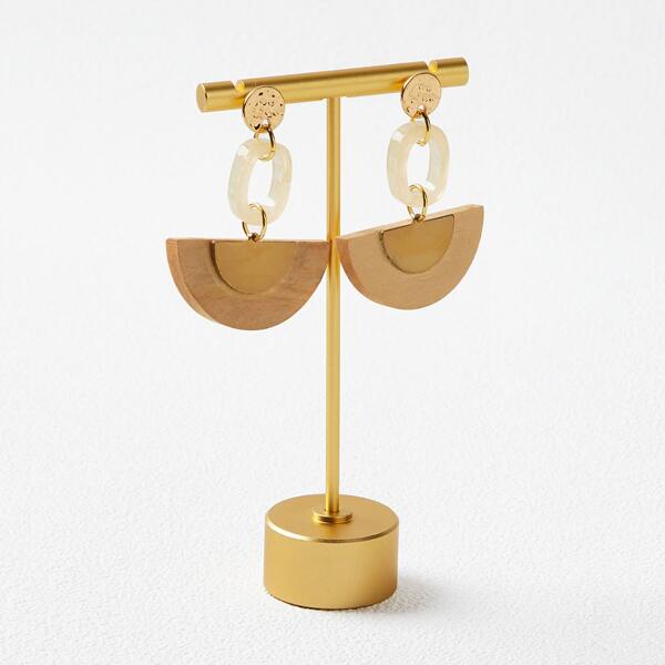 

GEOMETRIC DROP EARRINGS, Apricot