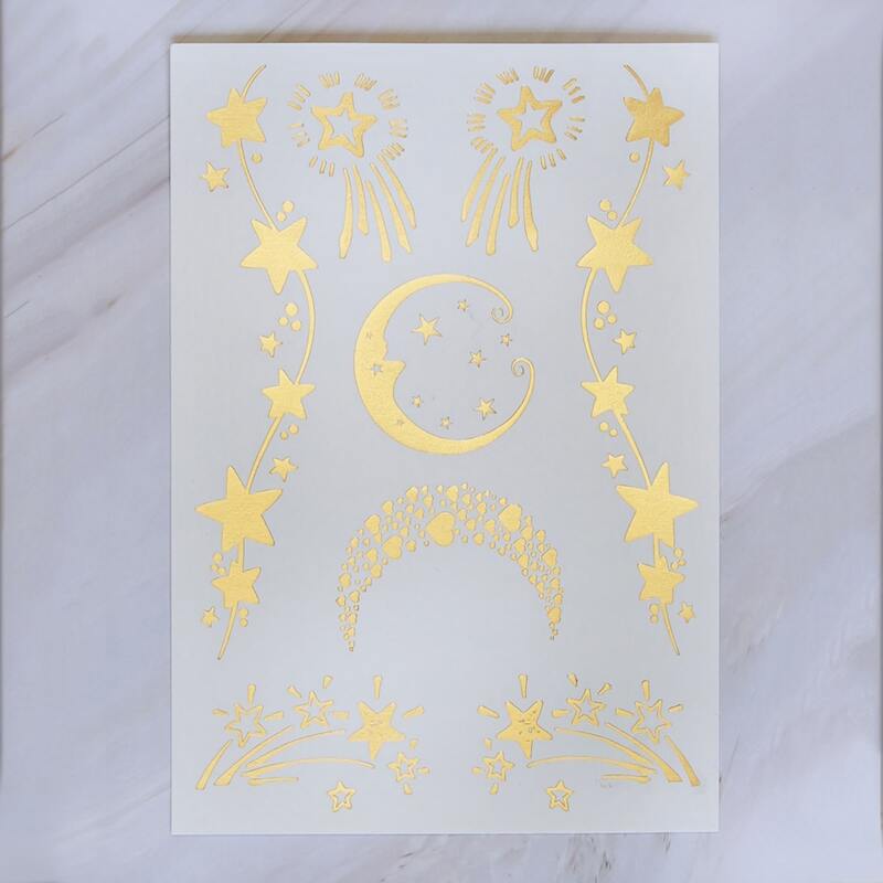 

1sheet Star Pattern Tattoo Sticker, Gold