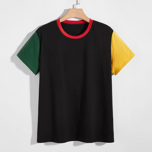 

Men Colorblock Short Sleeve Tee, Black