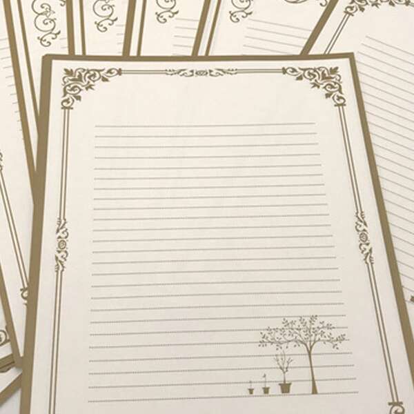 

8sheets Tree Print Writing Paper, Beige