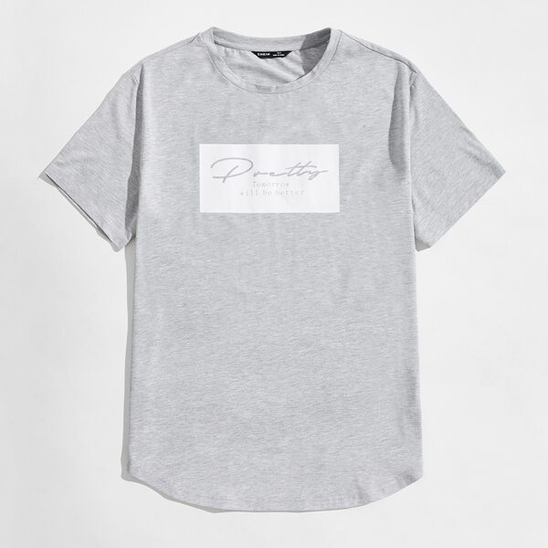 

Men Slogan Graphic Top, Light grey