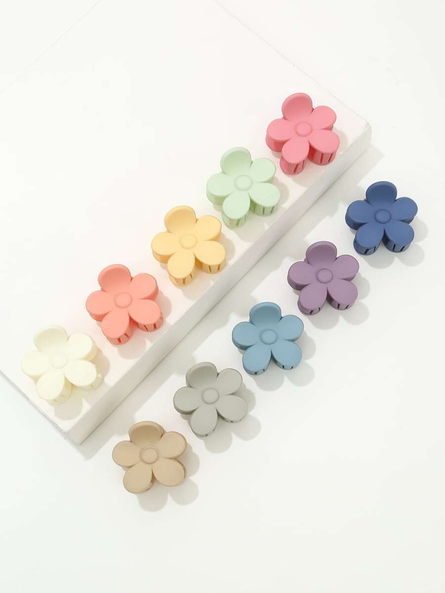 10pcs/set Fashionable Original Design Matte Flower Hair Claw Clip With Cercis Chinensis Design For Women, Suitable For Daily Wear - Multicolor - View 1