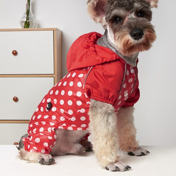 

Polka Dot Pattern Pet Jumpsuit, Red and white