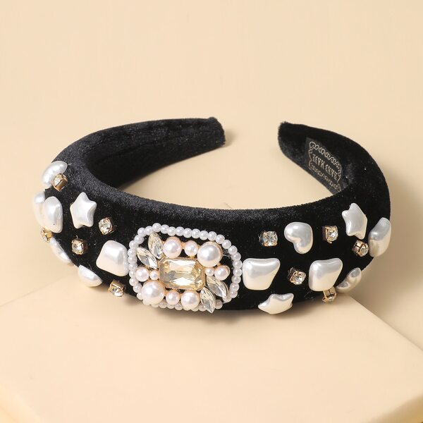 

Faux Pearl Decor Padded Hair Hoop, White