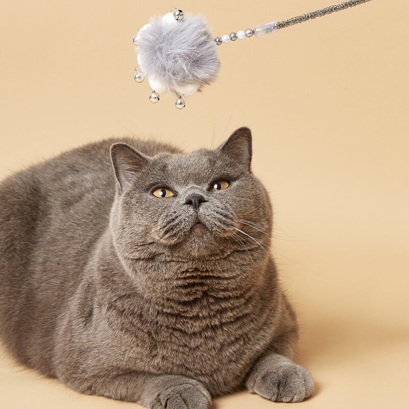 

1pc Paw Design Cat Teaser Stick, Grey