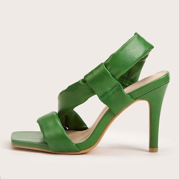 

Stiletto Heeled Slingback Sandals, Green