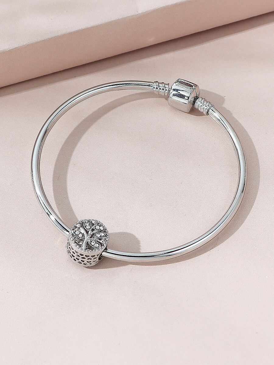 Rhinestone Tree Decor Bracelet - Silver - View 1