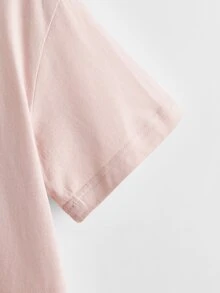 SHEIN LUNE ECG & Wine Print Tee - Baby Pink - View 4