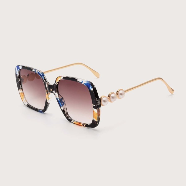 

Faux Pearl Decor Acrylic Frame Sunglasses