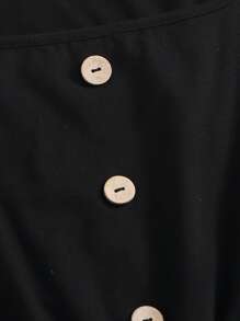 SHEIN VCAY Mono tank con botón delantero de cintura con cordón - Negro - Ver 5