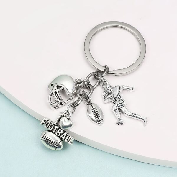 

Men Football Design Keychain, Silver