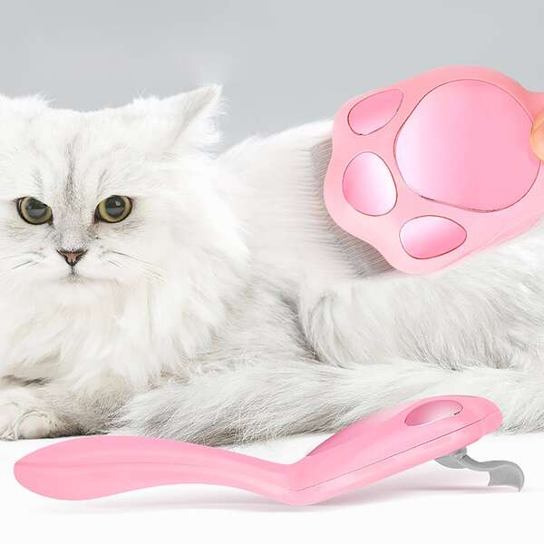 

1pc Paw Shaped Pet Hair Comb, Pink