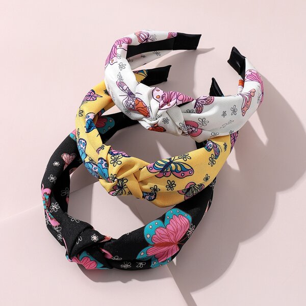

3pcs Girls Knot Decor Hair Hoop, Multicolor