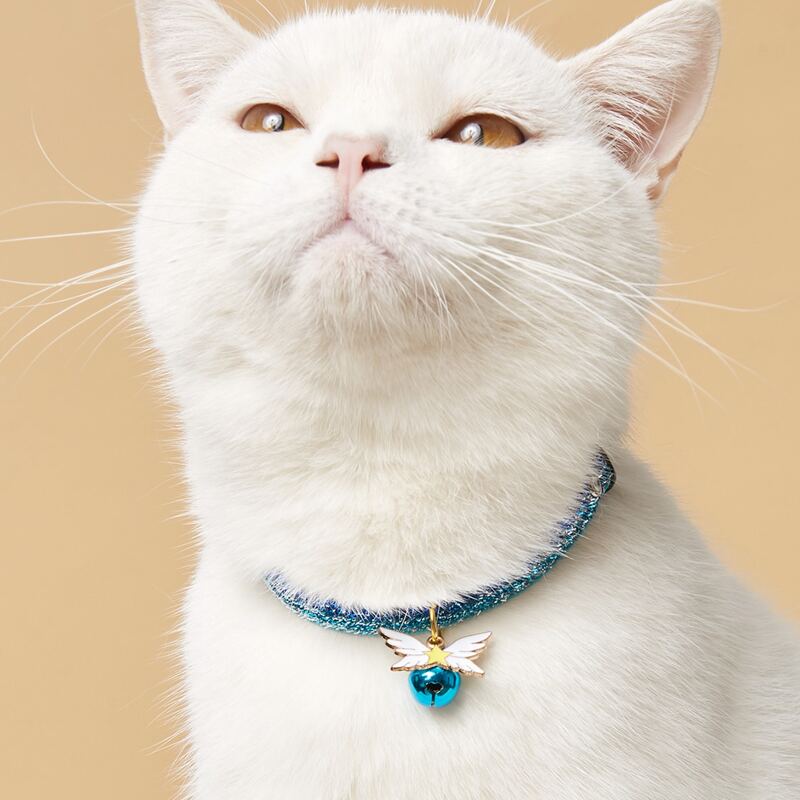 

Wing Pendant Bell Pet Necklace, Blue