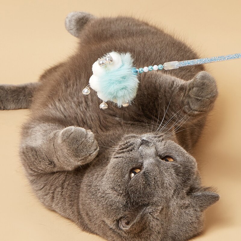 

1pc Claw Design Bell Cat Teaser Stick, Baby blue
