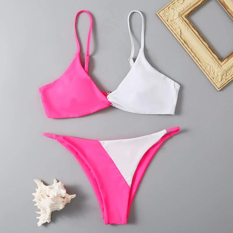 

Colorblock Twist Bikini Swimsuit, Multicolor