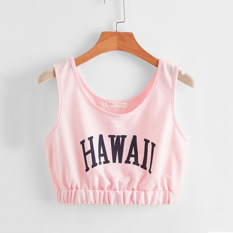 

Letter Crop Tank Top, Baby pink