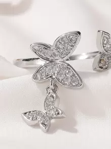 Anillo con diseño de mariposa con diamante de imitación