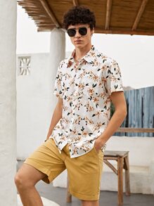 Manfinity 男士滿版花卉夏威夷襯衫 - 彩色 - 查看 1