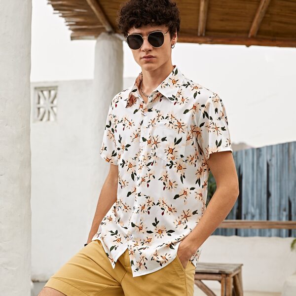 

Men Allover Floral Hawaiian Shirt, Multicolor