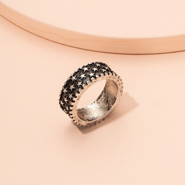 

Star Decor Ring, Antique silver