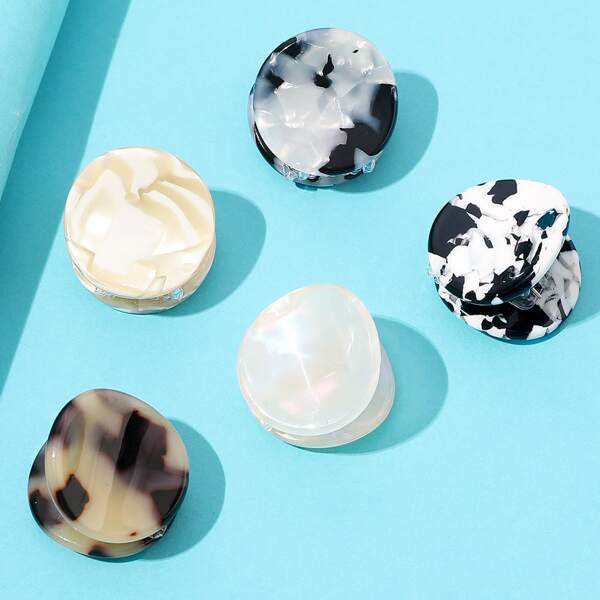 

5pcs Round Design Hair Claw, Multicolor