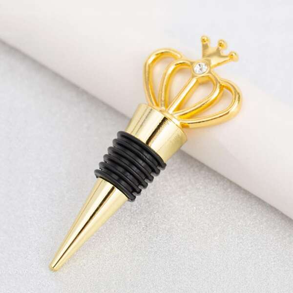 

1pc Crown Shaped Wine Stopper, Gold
