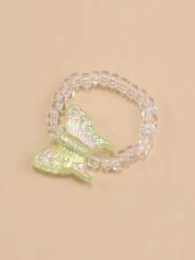 Butterfly Decor Beaded Ring - Green - View 3