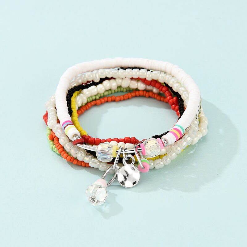

9pcs Beaded Bracelet, Multicolor
