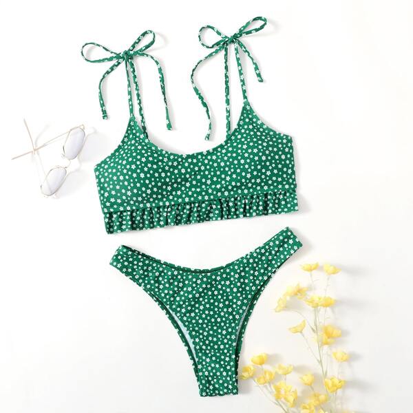 

Бикини с цветочным принтом, Темно-зеленый