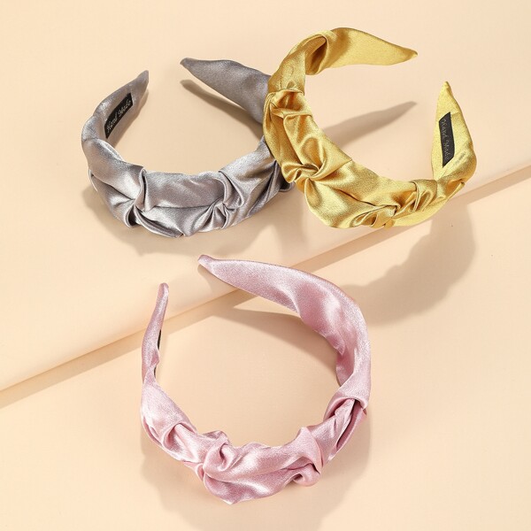 

3pcs Solid Hair Hoop, Multicolor