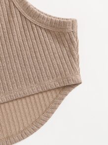 SHEIN EZwear 不對稱下擺背心上衣 - 摩卡棕 - 查看 3