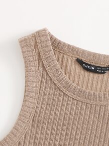 SHEIN EZwear 不對稱下擺背心上衣 - 摩卡棕 - 查看 4