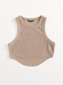 SHEIN EZwear 不對稱下擺背心上衣 - 摩卡棕 - 查看 5
