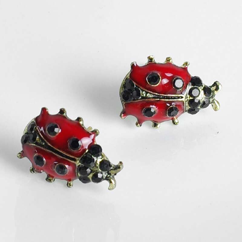 

Rhinestone Ladybug Stud Earrings, Red