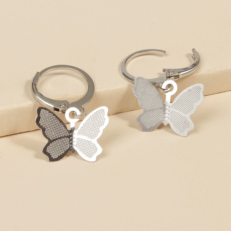 

Butterfly Drop Earrings, Silver
