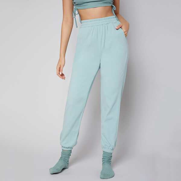 

Elastic Waist Soft To The Touch Comfortable Lounge Pants, Mint green