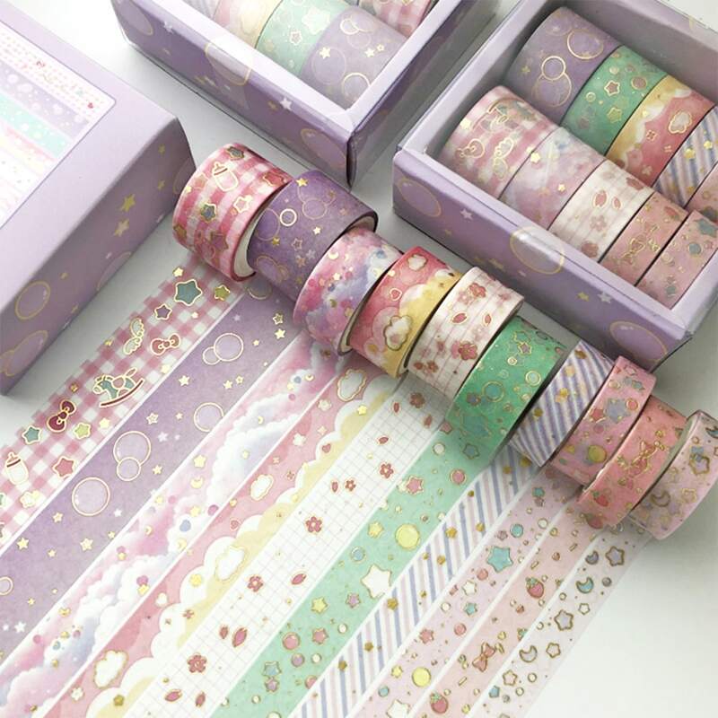 

10rolls Hot Stamping Pattern DIY Tape, Multicolor