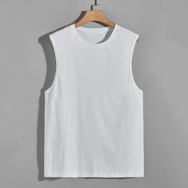 

Men Solid Tank Top, White
