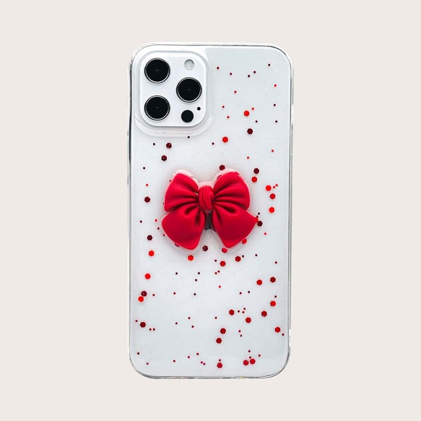 

Bow Clear Phone Case, Red clear